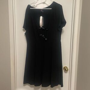 ROMWE Black A-Line Flutter Sleeve Mini Dress